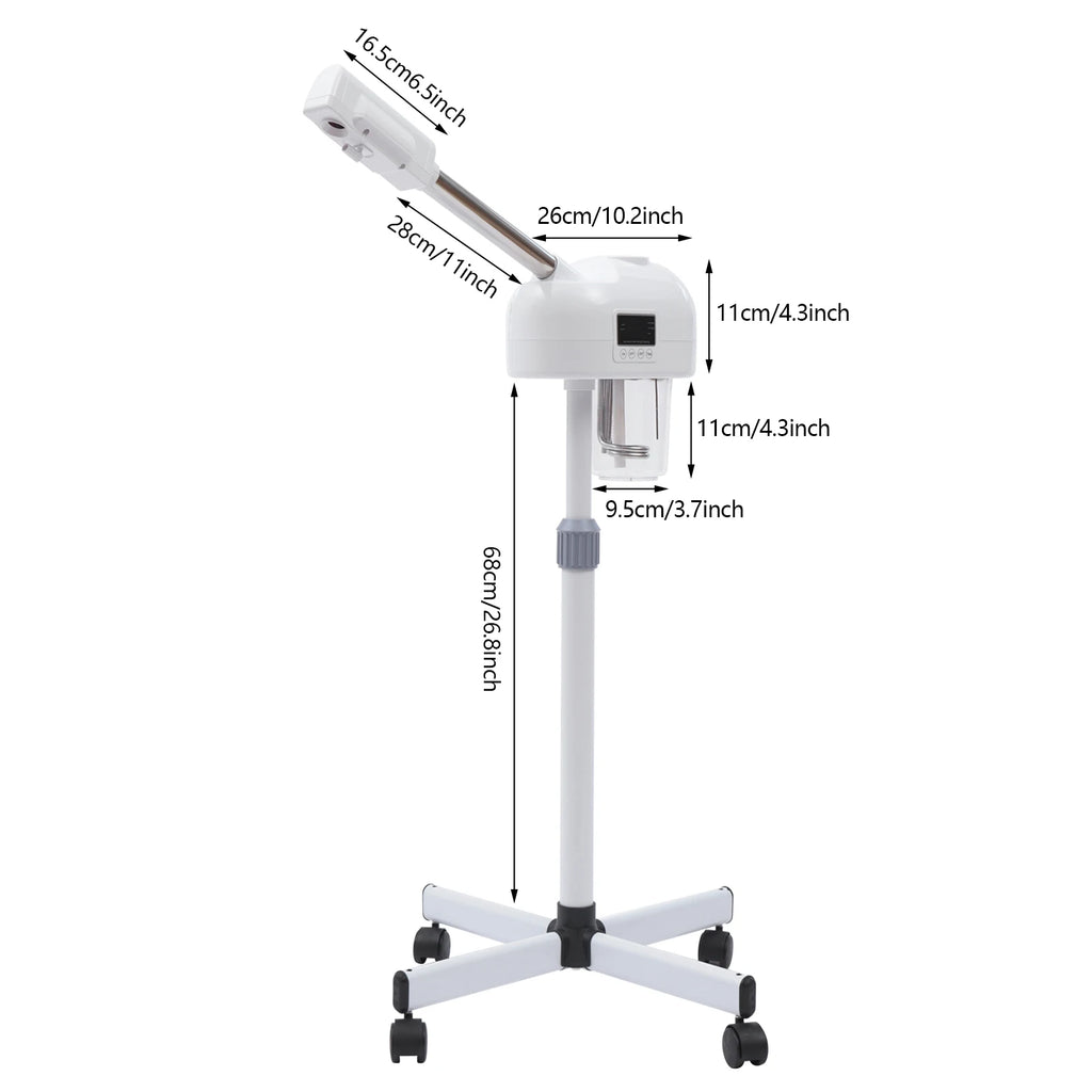 Professional Face Steamer Nano-Ion Ozone Hot Mist Hot Mist with LCD Screen Adjustable Height for Salon Home Spa Aging Reduction