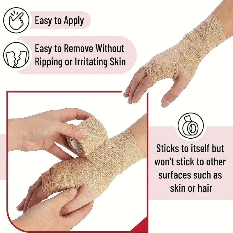 10 Rolls Medical Adhesive Bandage Elastic Breathable Sports Self Adhesive Tape Beige Wrap Finger Tape For Wrist Ankle First Aid Secondary image