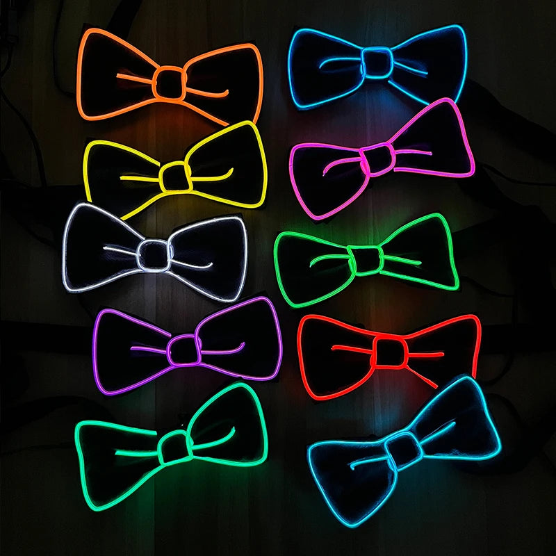 LED Glowing Bow Ties for Men Light Up Ties Personalized Night Club Concert Masquerade Accessory for Carnival Decor