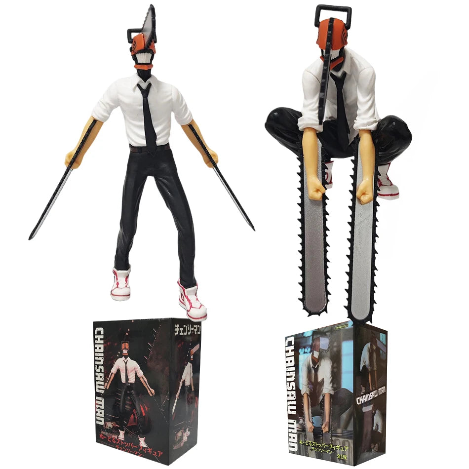 Anime Chainsaw Man Figure 2pcs Set Denji Action Figural 14-17cm Car Decoration Doll PVC Model Collection Toys Children Gifts
