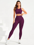 2-piece suit, women's yoga suit, beautiful back high waist trousers combination, seamless super elastic ideal gym clothing