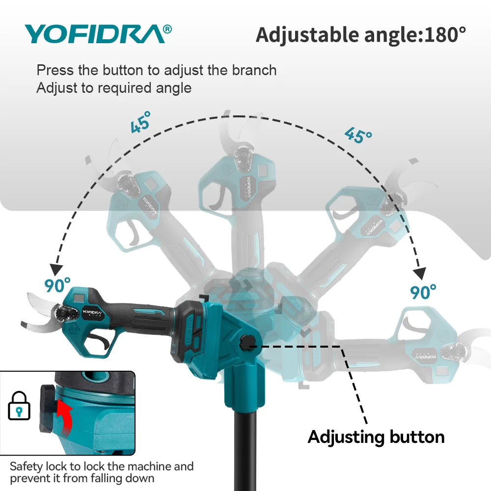 YOFIDRA Brushless Telescoping Pole Electric Chainsaw High Scalable 30MM Pruner Shear Scissor Garden Tool For Makita Battery Pin