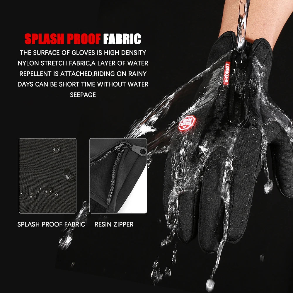 Winter Cycling Gloves Men Women Motorcycle Fleece Sport Zipper Autumn Touch Screen Warm Water-Repellent Windproof Non-slip Glove Secondary image