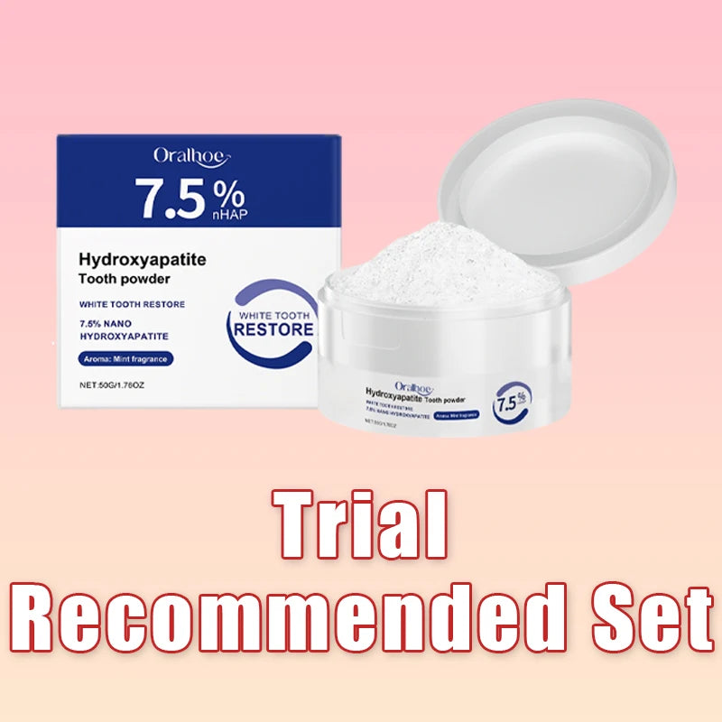 Oral Care Deep Cleaning Whitening Tooth Powder with 7.5% Hydroxyapatite - Remineralizing Cool Mint Enamel Repair Fresh Breath