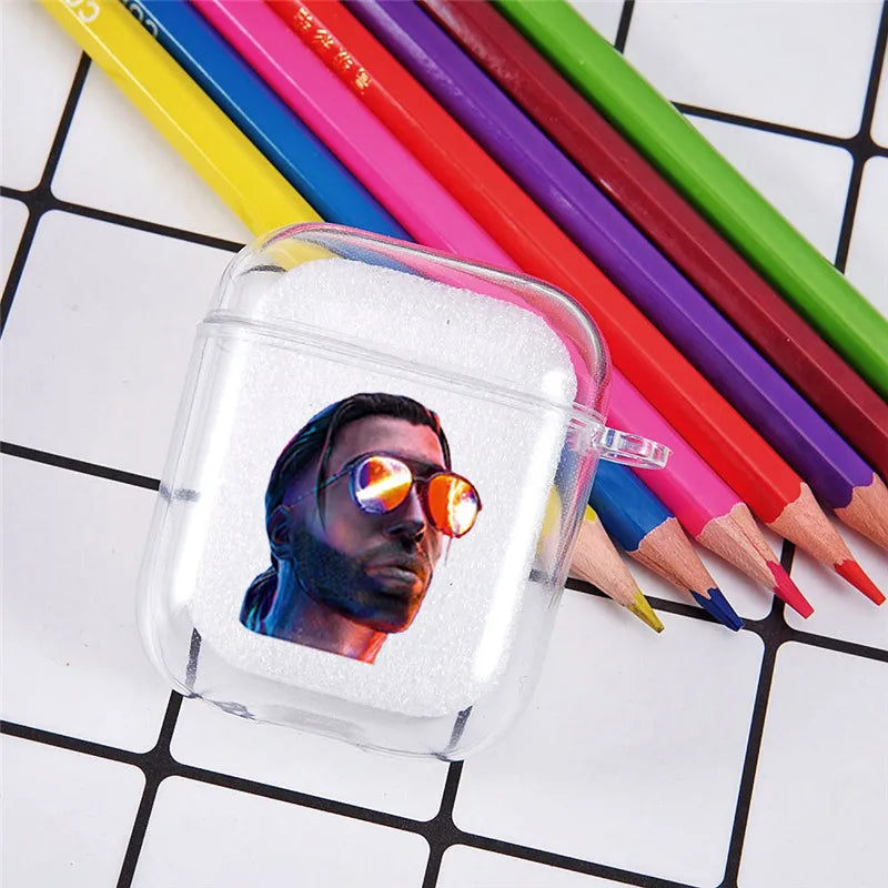 PNL QLF Rapper Singer Earphone Case For Apple AirPods 4 3rd 2 Pro3 Transparent Cover For Airpod 1 3 Letter Protective Box Shell