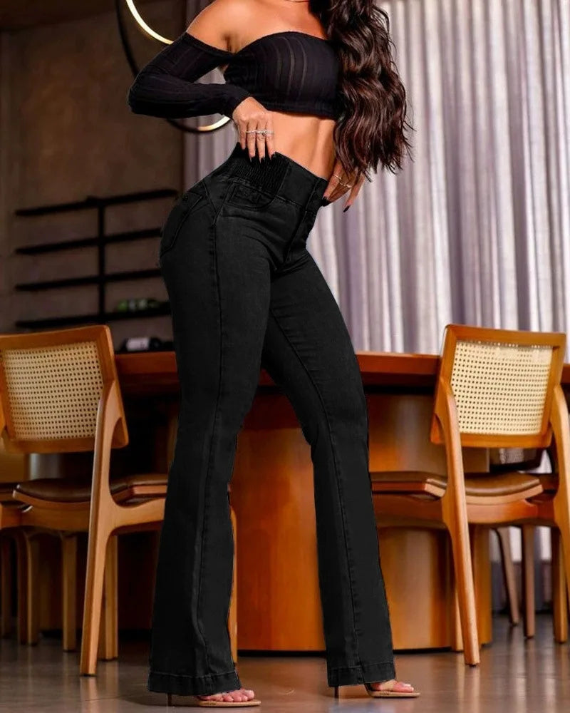 Elastic Waist Sexy Bodycon Denim Jeans Women Streetwear High Waist Elastic Slim Fit Slightly Hip Lift Fashion Jeans Trousers