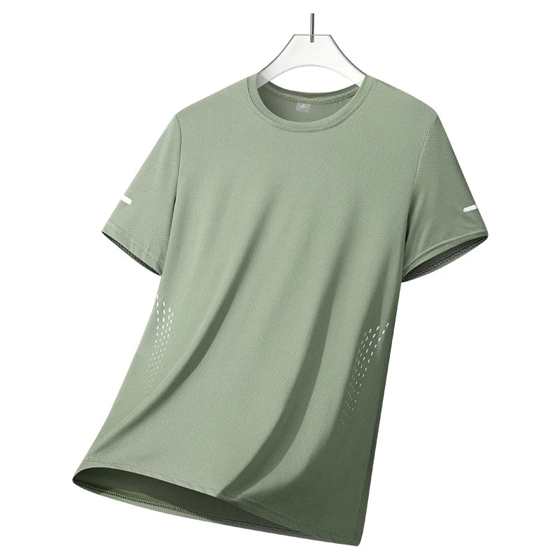 CHRLCK Men's Hiking Quick Drying T-shirts Breathable Running Fishing Tees Soft Elasticity Outdoor Sports Short Shirt Summer