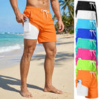 Mens Swim Trunks with Compression Liner Phone Pocket Summer Quick Dry Board Shorts Beach Shorts Swimwear Swimsuit Bathing Suits