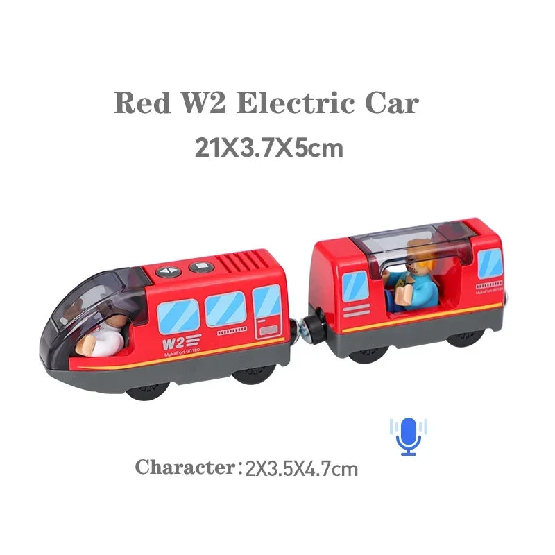 Kids Electric Train Set Compatible with Wooden Tracks Magnetic Connectors Diecast Metal Auto-Go Train Toy for Ages 3+ Boys Girls