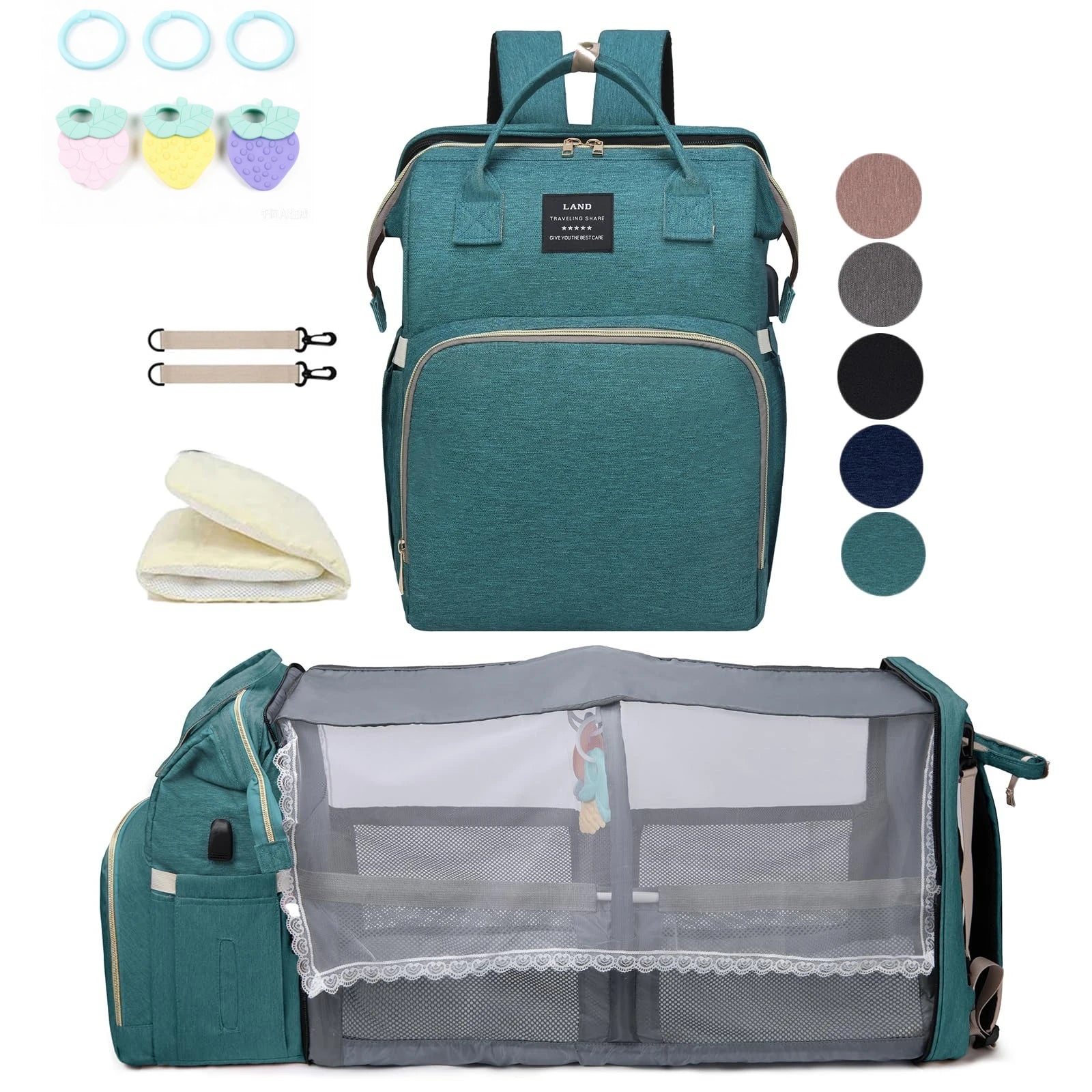 Mommy Bag Lightweight Portable Folding Crib Bed Large-capacity Travel Maternity Bags Baby Backpack Female Mommy Outting Bag