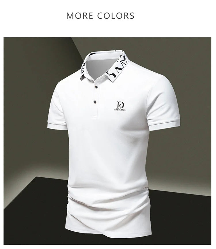 Summer men's POLO shirt fashionable ice silk quick drying short sleeved T-shirt solid color loose fitting business collar top