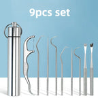 Stainless Steel Toothpick Set Reusable Toothpicks Tooth Flossing Tartar Removal Tool Portable Teeth Cleaner for Tooth Oral Clean