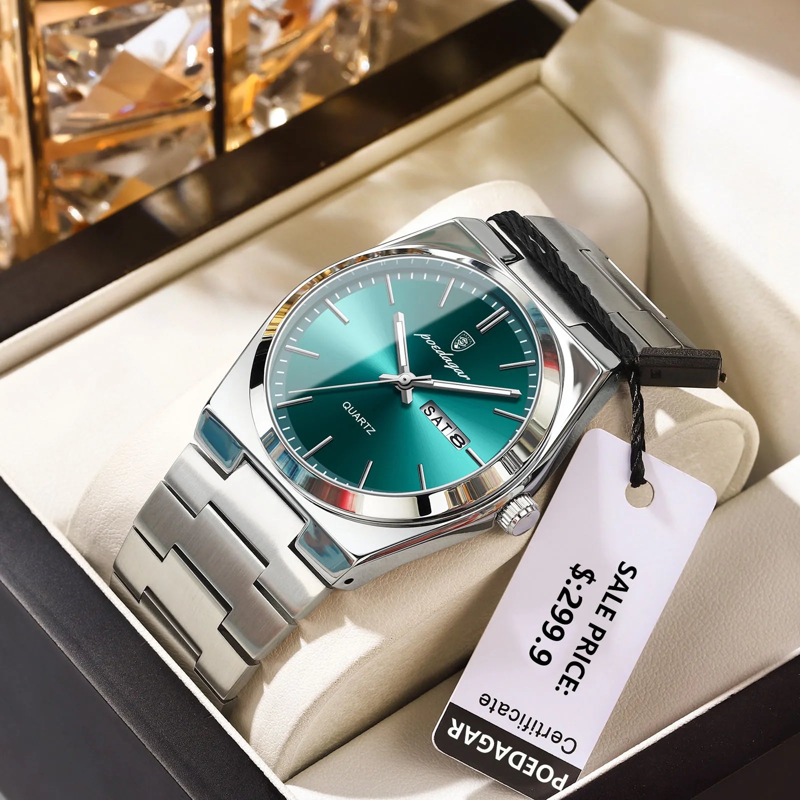 POEDAGAR Luxury Men's Watches Waterproof Luminous Date Week Men Watch Stainless Steel Casual Fashion Quartz Man Wristwatch Reloj Main image