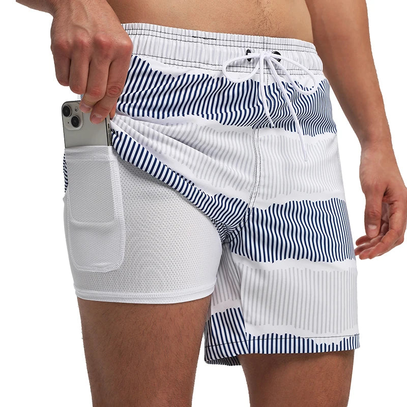 ESCATCH Summer 2026 New Fashion Polyester Swimming Shorts Men Gym Board Quickly Dry Elastic Waist Traje De Baño Beach Pants