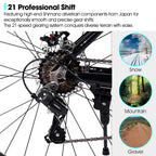 HILAND 26 inch aluminum alloy mountain bike for men and women, 21 speed bike with mechanical disc brakes, front suspension fork