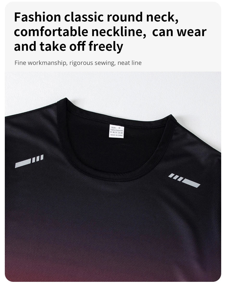 3 Pcs Men's Quick-drying Sports Gradient Suit Leisure Sports Running Short Sleeve Comfortable Sun Protection Pants Joker Shorts