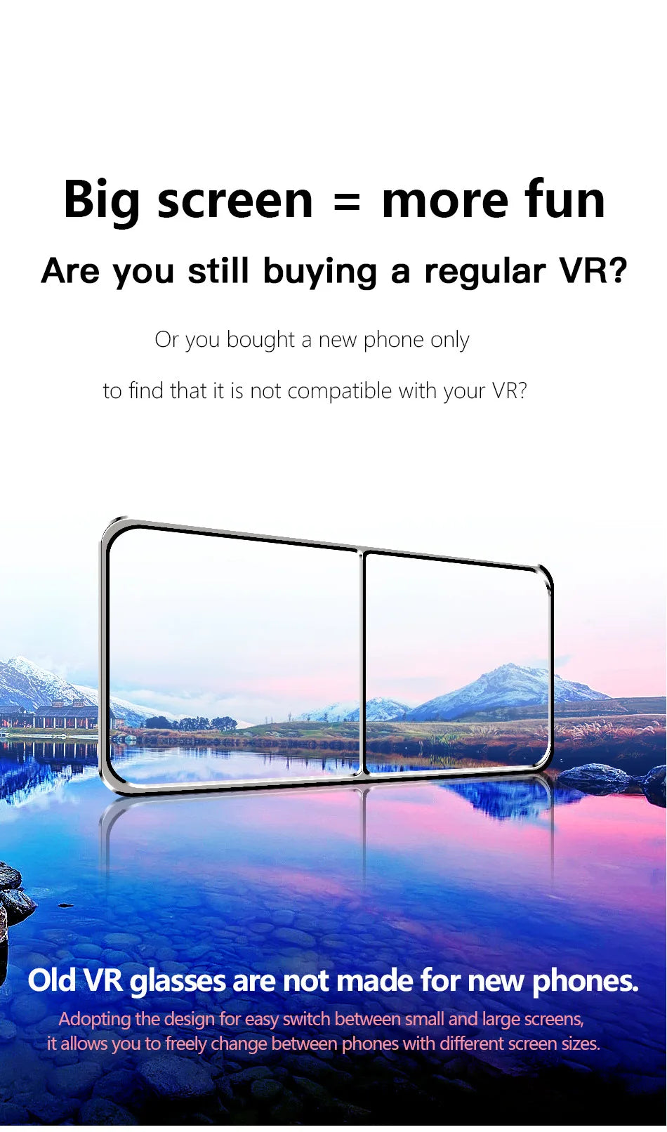 Virtual Reality 3D VR Headset Smart Glasses Helmet for Smartphones Cell Phone Mobile 7 Inches Lenses Binoculars Goggles Devices