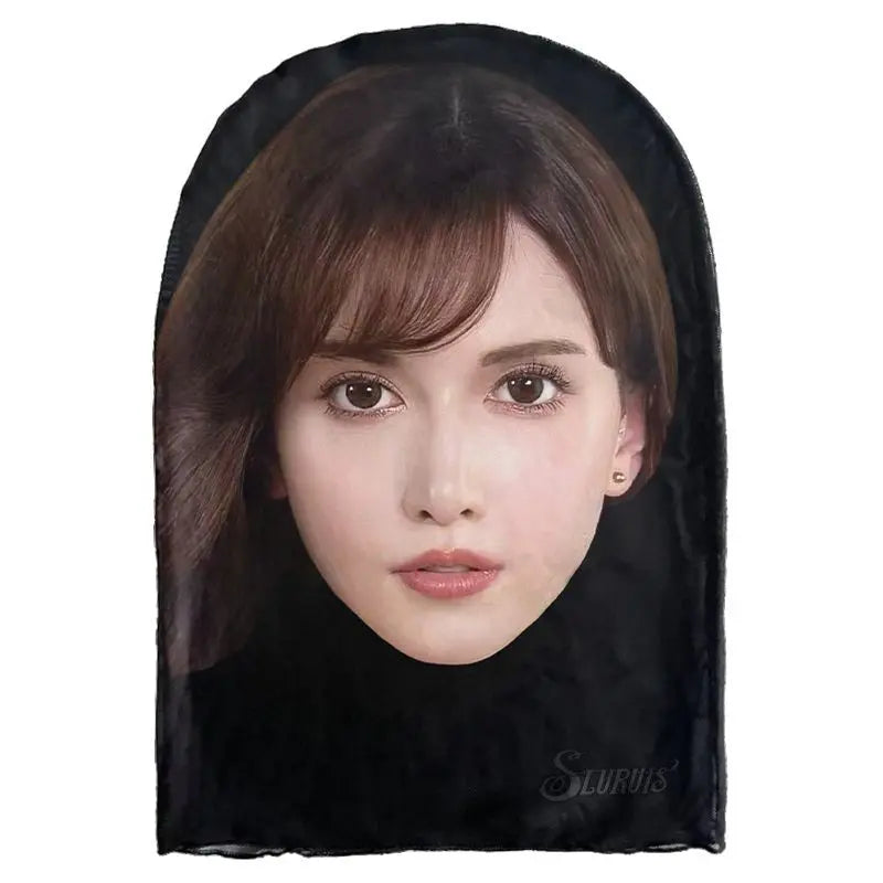 3D Realistic Japanese Female Star Face Mask Novelty Cosplay Headgear Breathable Balaclava for Live Stream Prank Party Halloween