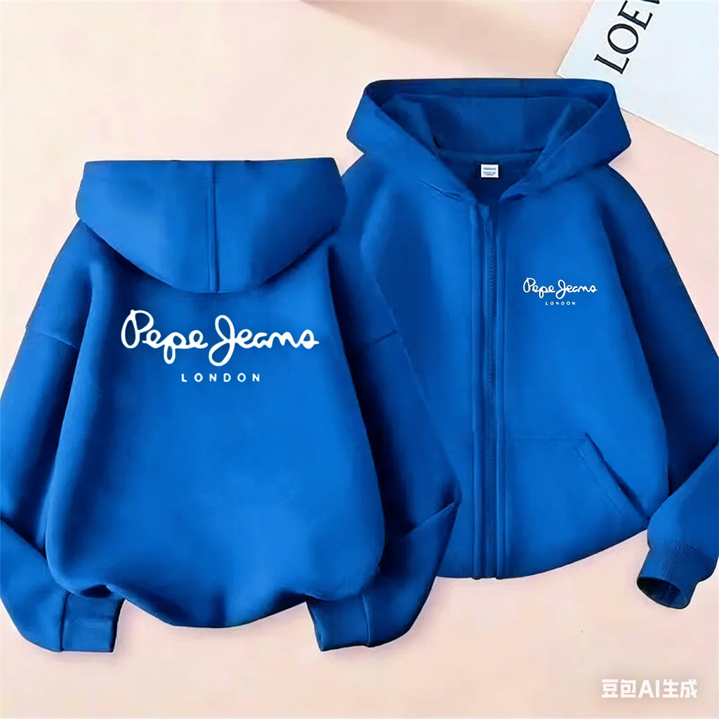 Fashion brand print Hoodies coat Children Zipper Tops Girl pink Boy black Kids Clothing Casual Spring Autumn Sweatshirts