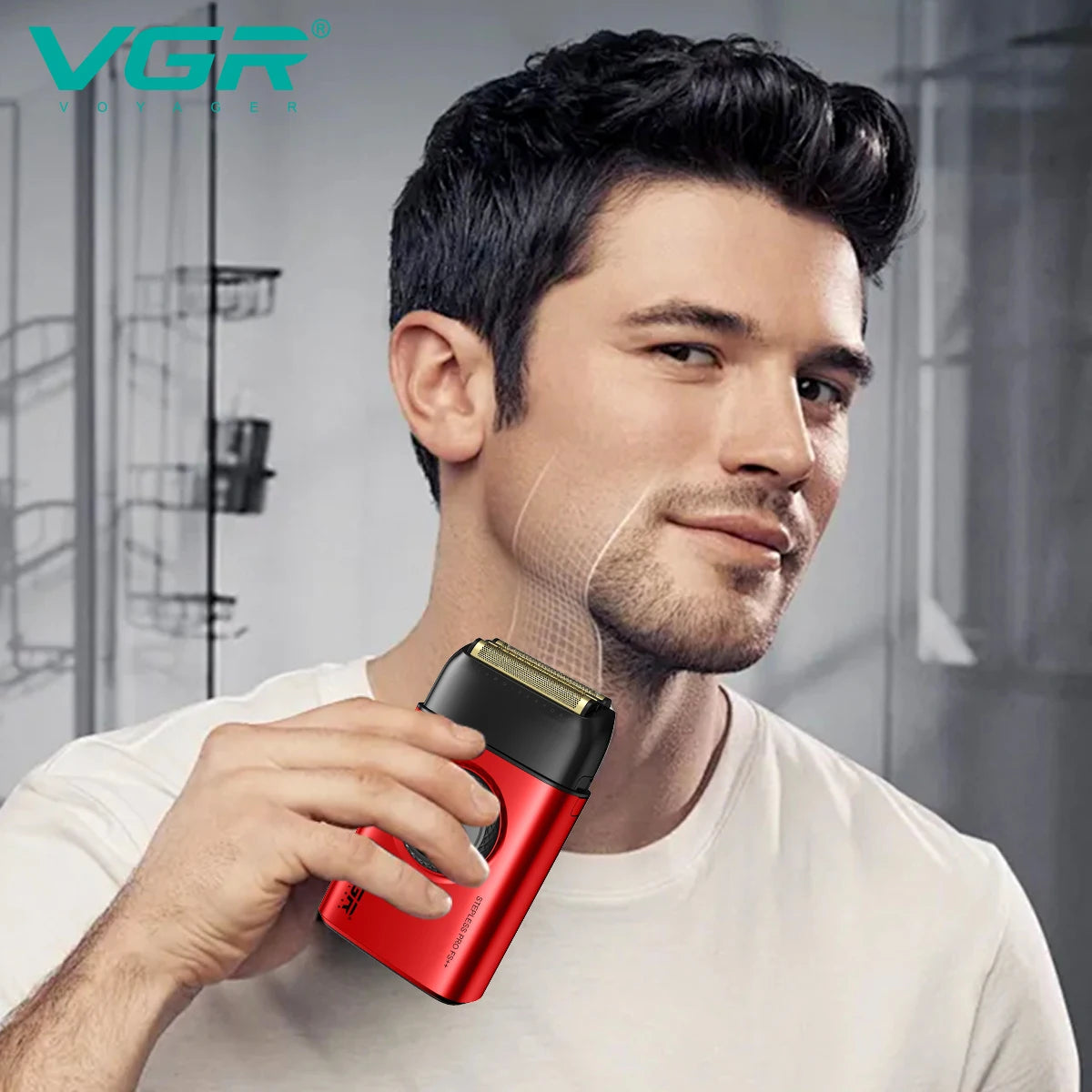 VGR high-end men's shaver alloy reciprocating three blade shaver LED intelligent digital display 9000 speed hair trimmer V-378 Secondary image