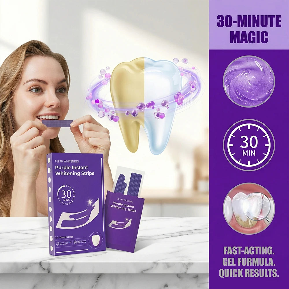 Teeth Whitening Strips Cleaning Dental Yellow Plaque Stains Removal Bleacher Restore Bright Tooth Oral Hygiene Care Stickers Gel Main image