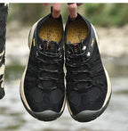 Spring Summer Leather Mesh Outdoor Trekking Shoes Hiking Shoes  Walking Tourism Camping Upstream Sneakers Anti-Slip Breathable