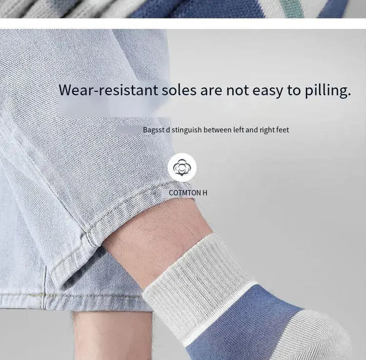 Men's 100% Cotton Casual Socks for Spring and Summer, Men's Antibacterial & Deodorant Business Socks, High-Quality Sports Socks