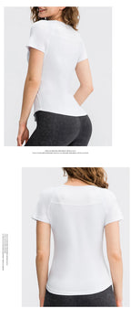 Women Yoga Tops Breathable Sport Fitness Workout Running Yoga Top Quick Dry Short Sleeve Gym T Shirt