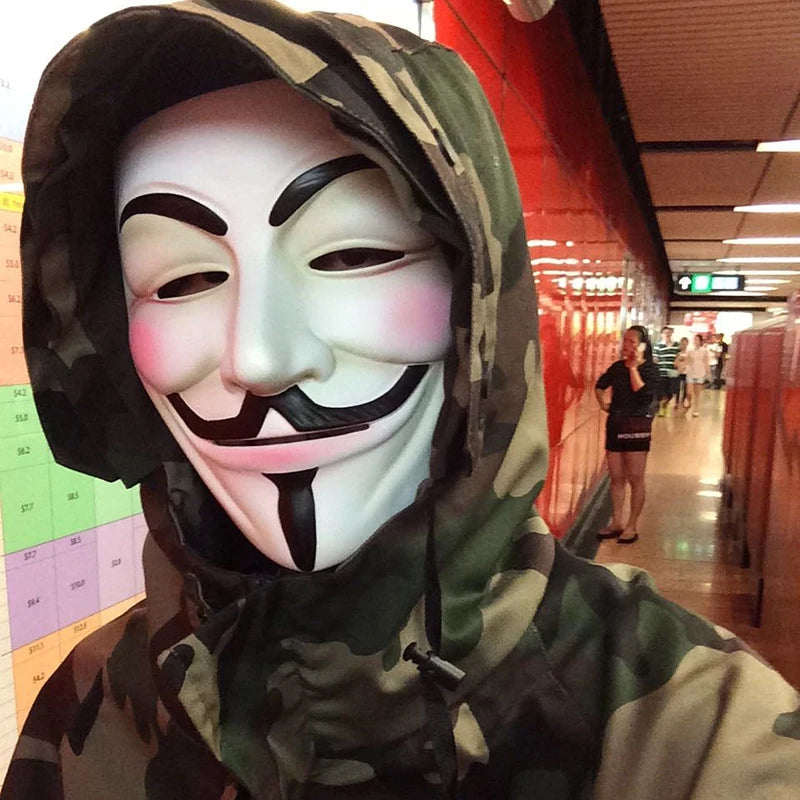 V For Vendetta Mask Cosplay Guy Fawkes Hacker Glowing Mask For Halloween Carnival  Decor Props