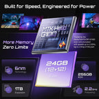 Cubot P90 Smartphone Android 15 24(12+12)GB + 256GB 6.88 "120Hz G100 64MP+16MP 5100mAh Mobile Phone NFC Face ID Fingerprint