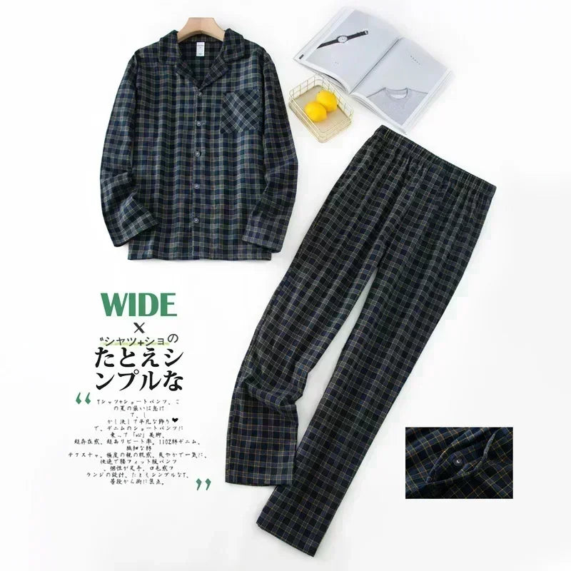 Men's Home Suits Long-sleeved Trousers Suits for Autumn and Winter Pijamas for Men Flannel Plaid Design Pajamas for Men