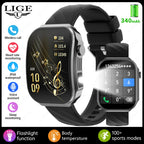 LIGE New 2.2-inch 3D Curved Screen Smart Watch With LED Light Thermometer Health Monitor Smartwatch BT Call Sports Fitness Watch
