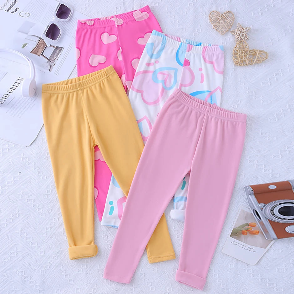 3/4-piece Autumn/Winter Children's Multi-color Combination Fashionable Slim Fit Leggings For Girls Sports And Casual Warm Pants