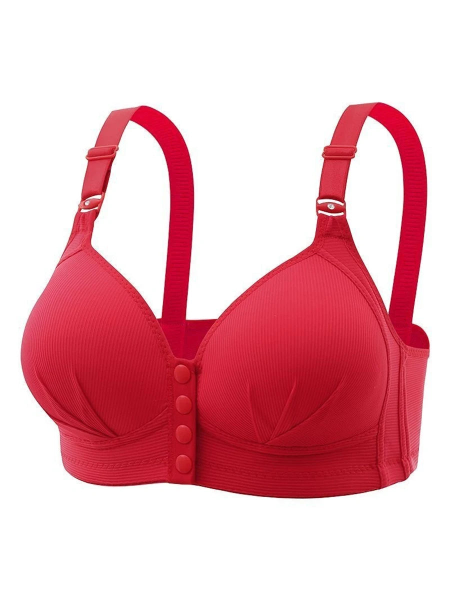Wire Free Front Buckle Bra Thin Cup Breathable Push Up Side Support Vest Style Adjustable Comfort Underwear For Women