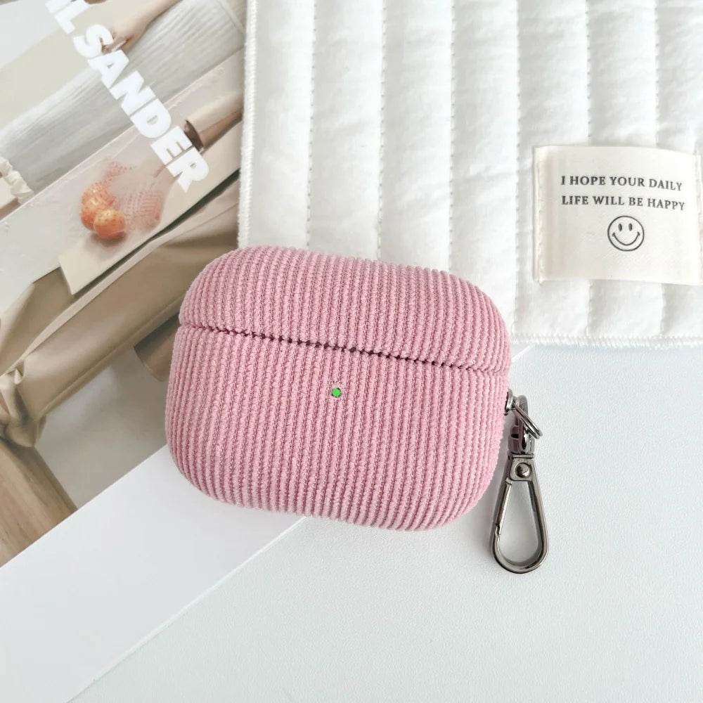Winter Matte Corduroy Fabric Hook Earphone Case For Apple Airpods 1 2 3 4 Pro 3 2 Wireless Bluetooth Earphone Anti Scratch Cover