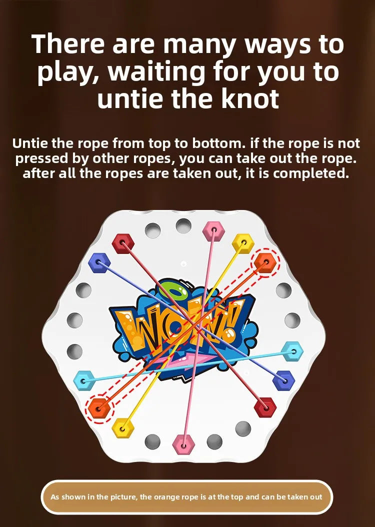 Kids Rope Knots Puzzle Board Game Color Line Twisted Connected Ropes Logic Thinking Table Game Parent Child Interactive Toy