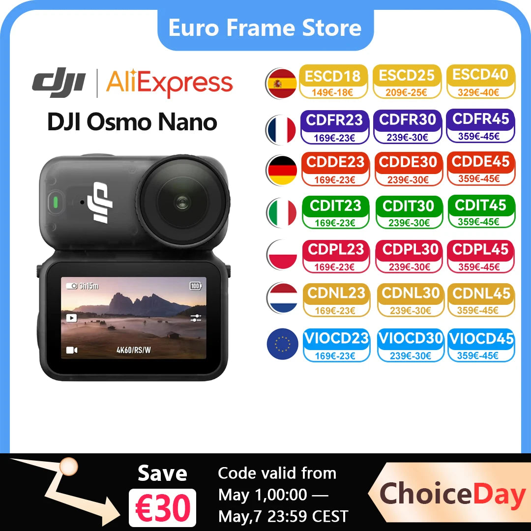 DJI Osmo Nano Bundle Standard 128G / 64GB small Camera Vlog 4K/60fps & 60° Wide FOV All-New 1/1.3 "sense Dual DJI Microphones Main image