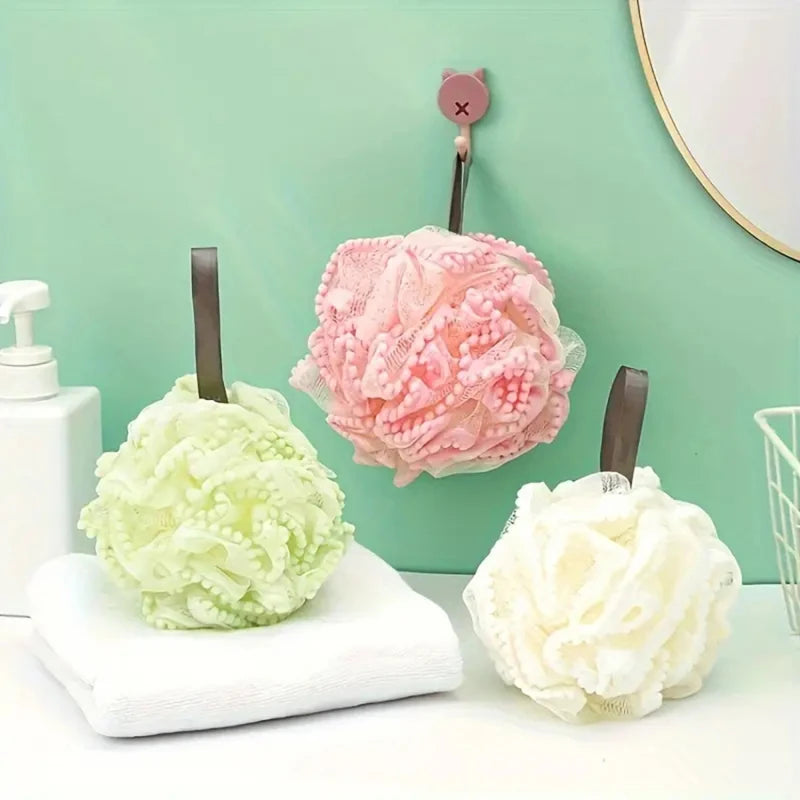 Soft Mesh Bath Sponge Balls Skin Cleaning Brush Shower Puff Body Cleaner Exfoliating Scrubbers Bath Flower Bathing Accessories