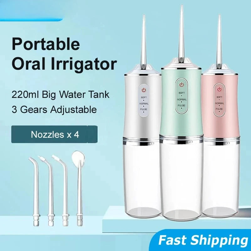 Portable Smart Electric Oral Irrigator 4 Jets 3 Modes USB Rechargeable Cordless Water Flosser Jet Irrigator Dental Teeth Cleaner Main image