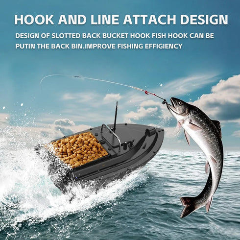 D16 Fishing Bait Boat with Single Bait Containers Automatic Bait Boat with Remote Control with 400-500M Remote Range 12000mAh