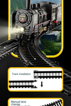 Kids Retro Electric Steam Train Rail Toys Classical Railway Freight Train High-Speed Tracks Train Model Boys Toys Christmas Gift
