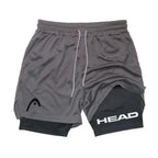 Anime Berserk Head Running Shorts Men Fitness Gym Training 2 in 1 Sports Quick Dry Workout Jogging Double Deck Summer