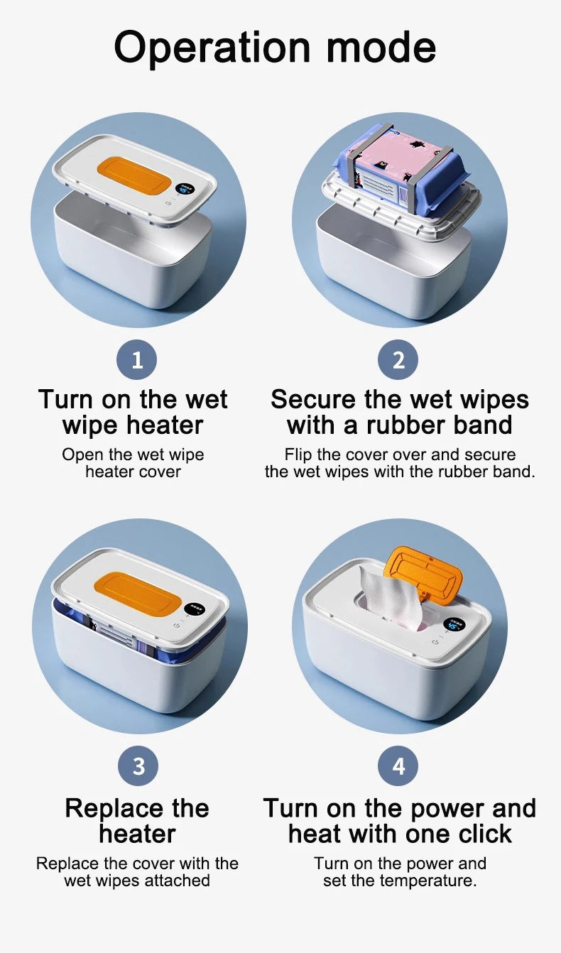 Portable Baby Wipes Heater Wet Towel Dispenser Thermostat Warmer Tissue Paper Case Napkin Electric Heating Insulation Display