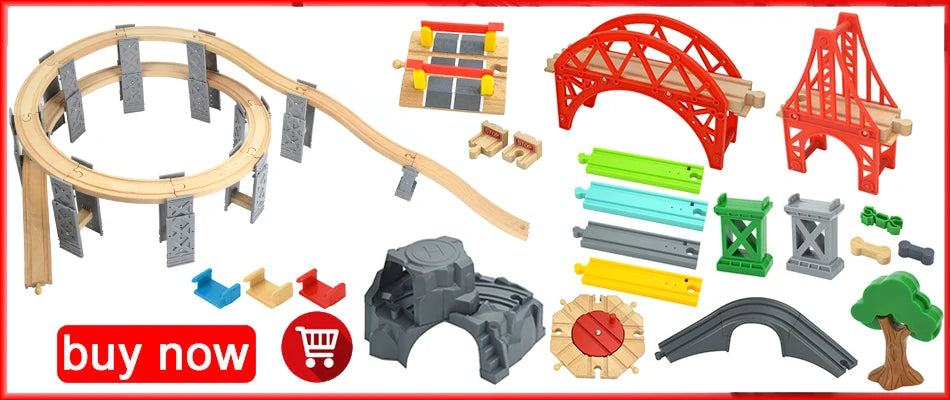 Magnetic Electric Train Car Locomotive Wooden Track Slot Diecast Railway With Two Carriages Train Wood Kid Toy Biro Leduo Track