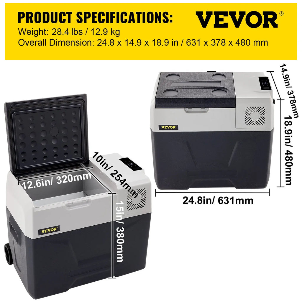 VEVOR 15L-55L portable small refrigerator car refrigerator car truck mini cooler, suitable for driving, traveling, and home use