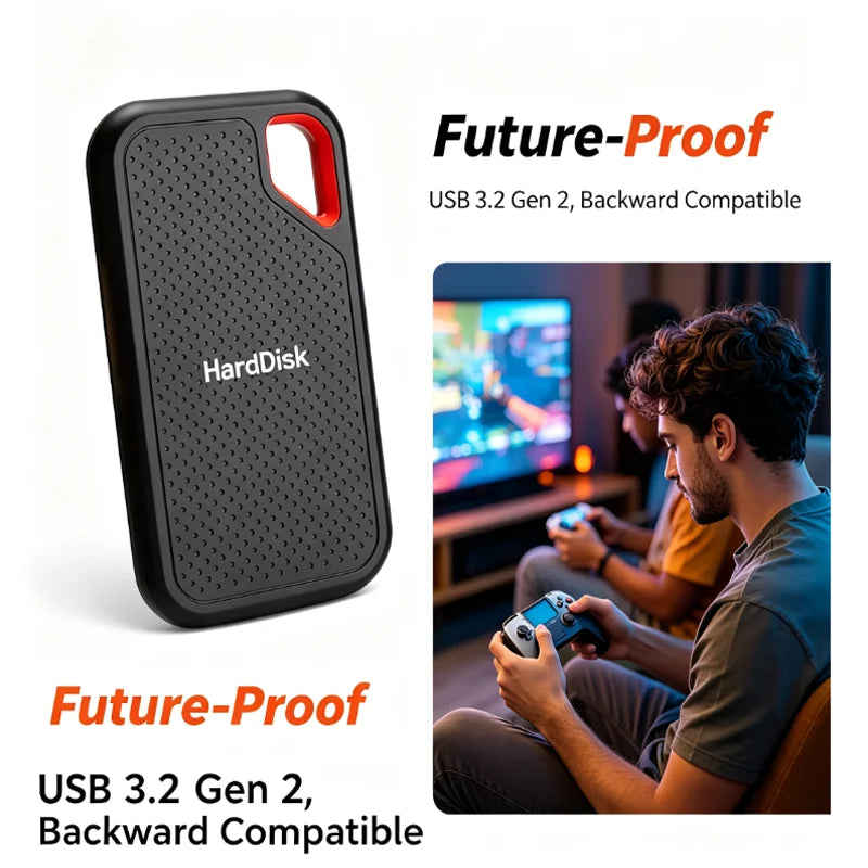 High-Speed Original SSD 2TB Portable USB3.1 Hard Drive 4TB Noiseless Disk for Freelancer Laptop Tablet Workbench