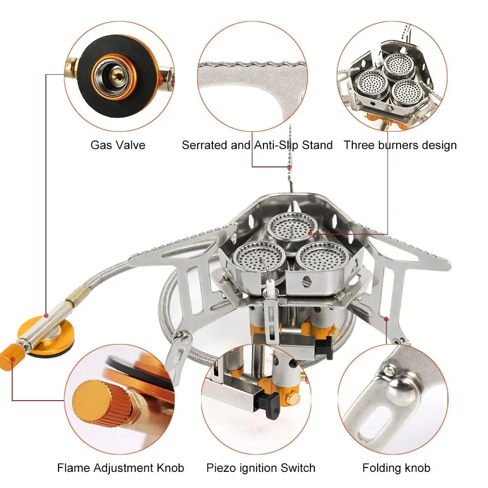 Widesea Camping Tourist Burner Big Power Gas Stove Cookware Portable Furnace Picnic Barbecue Tourism Supplies Outdoor Recreation Secondary image