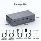 KVM Switch 2 Monitors 2 Computers Docking Station USB C+HDMI/DP Input,4K@60Hz/120Hz DisplayPort Dual Monitor for Laptop Desktop