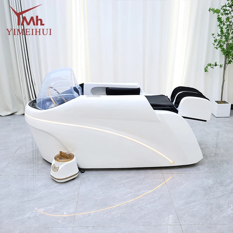 Salon Head Spa Synthetic Leather Head Therapy Beds Automatic Massage Shampoo Bed Comfortable Ergonomic Design High Density Spong