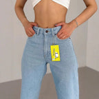 High Waist Straight Leg Jeans plus Size Fashionable Spring Autumn Long Pants Comfortable Casual Russian Cross-Border Style